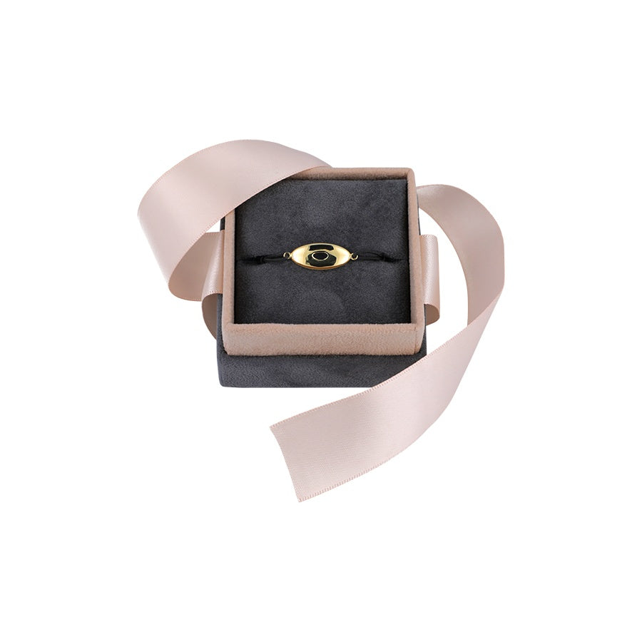 Pulsera macramé con elipse de oro Eyhses, en estuche