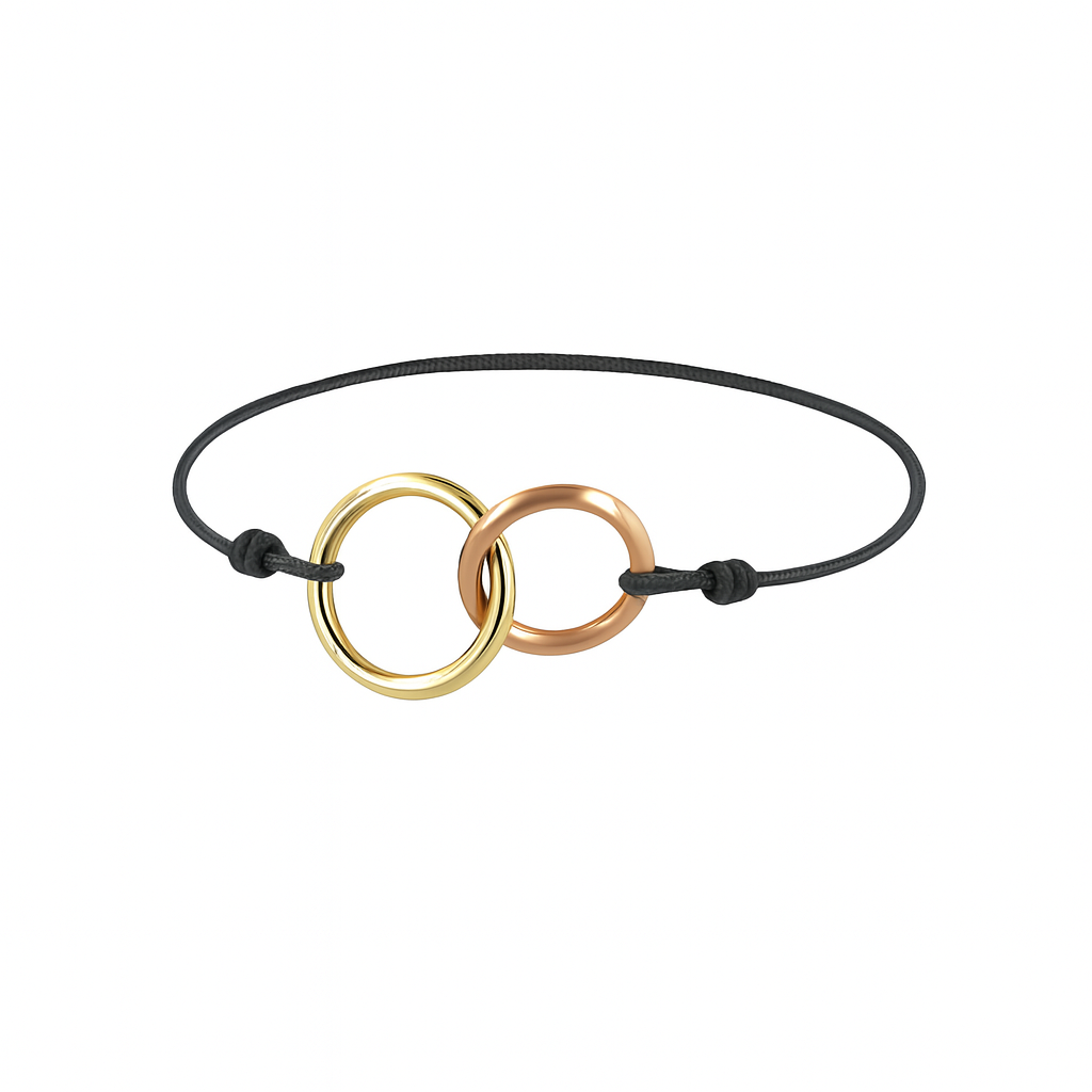 Pulsera macramé aros de oro Eyhses, vista frontal