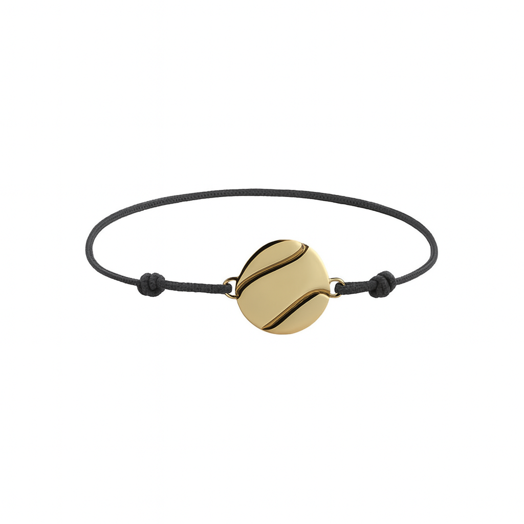 Pulsera macramé oro con pelota de tenis Eyhses, frontal